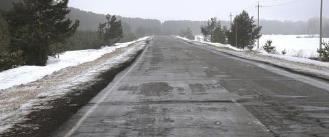 route près d'un forêt enneigée