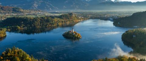 Slovénie, île dans le lac de Bled