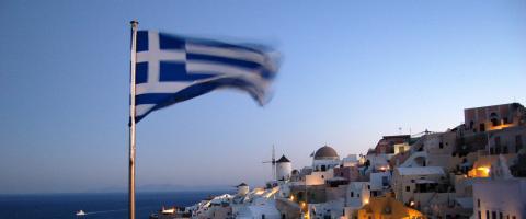 Griekse vlag in Santorini