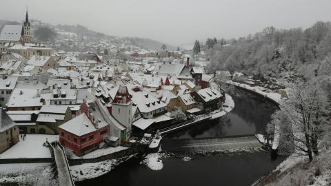 Tsjechië - Český Krumlov onder de sneeuw