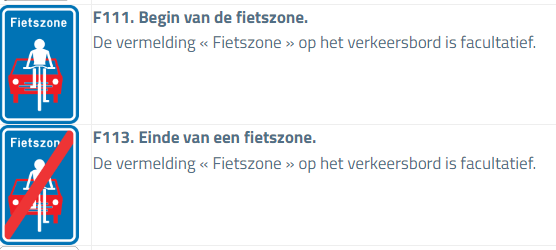 begin en einde fietszone